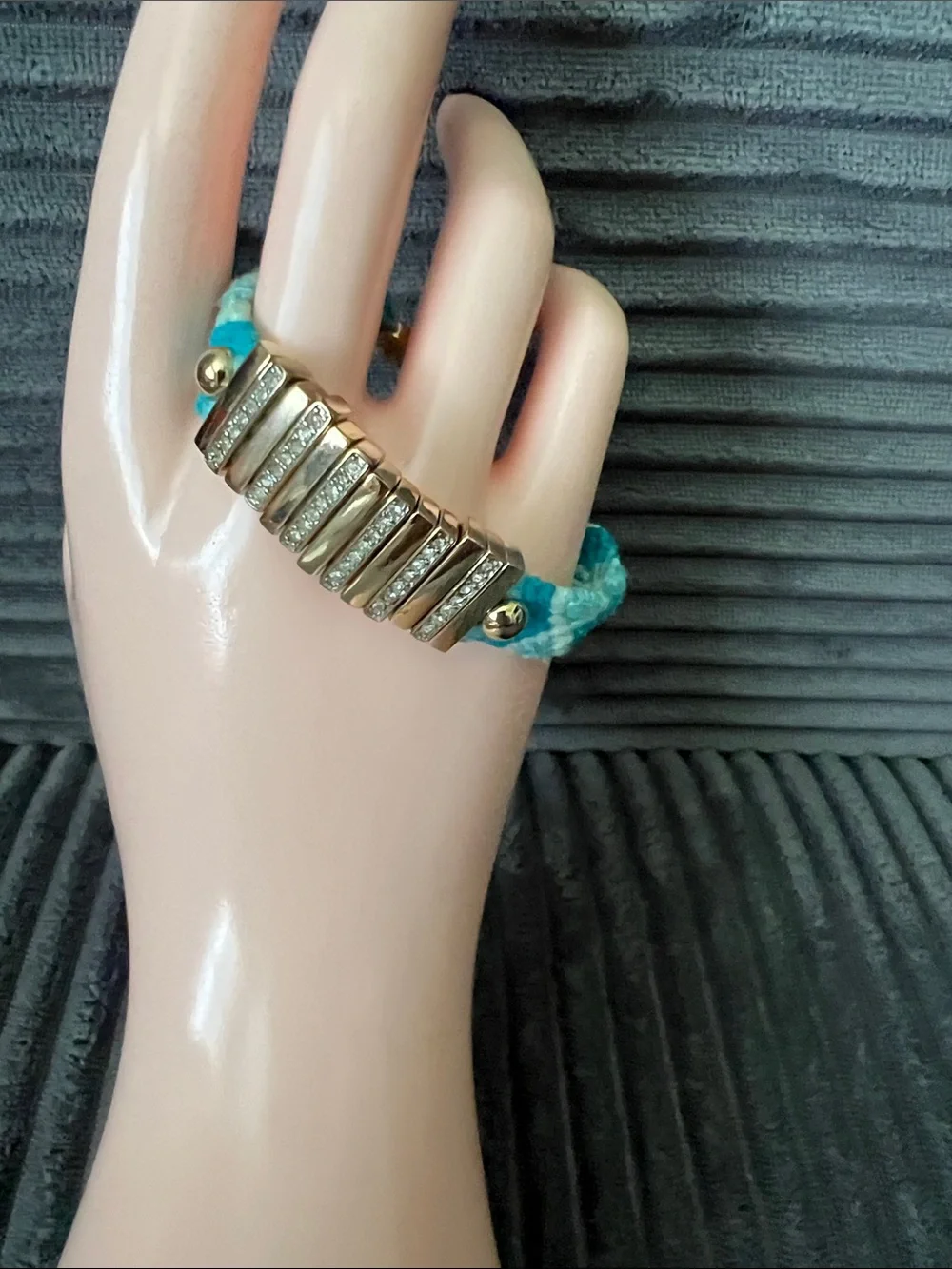 Juicy Couture | Blue Braided Bracelet Gold Bar